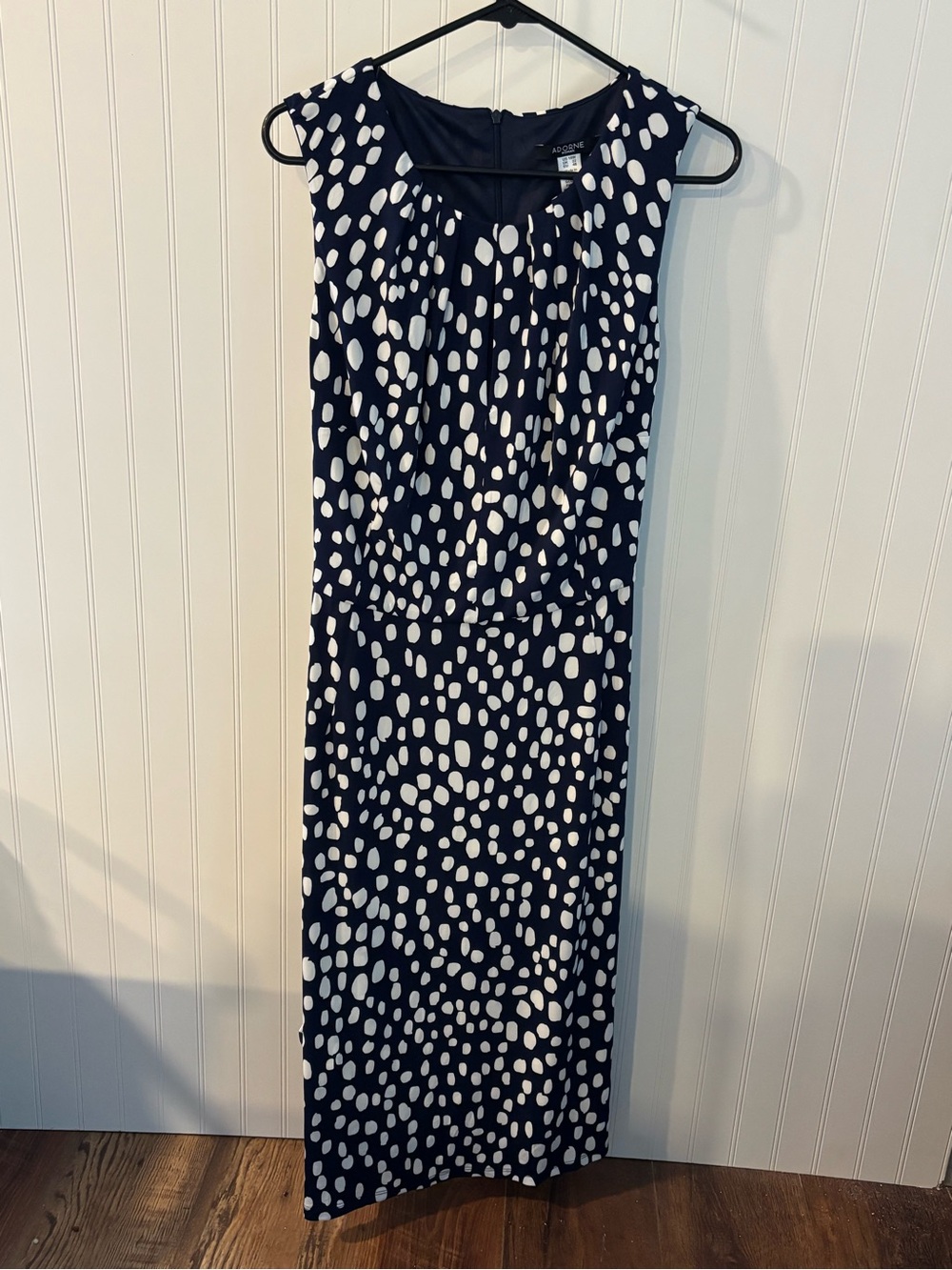 ADORNE Navy White Dotted Midi Dress 18W Plus Size Sleeveless